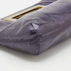 Pre Owned MICHAEL Michael Kors Purple/Black Patent Leather Berkley Clutch