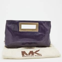 Pre Owned MICHAEL Michael Kors Purple/Black Patent Leather Berkley Clutch
