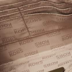 Pre Owned MICHAEL Michael Kors Olive Green Studded Leather Large Sandrine Zip Clutch