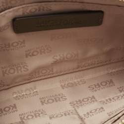 Pre Owned MICHAEL Michael Kors Olive Green Studded Leather Large Sandrine Zip Clutch