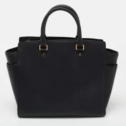 مملوكة مسبقًا MICHAEL Michael Kors Black Leather Large Selma Satchel