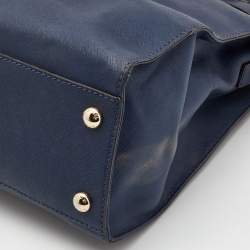 مملوكة مسبقًا MICHAEL Michael Kors Navy Blue Leather Large Hamilton North South Tote