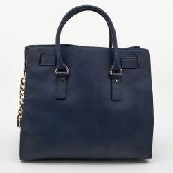 مملوكة مسبقًا MICHAEL Michael Kors Navy Blue Leather Large Hamilton North South Tote