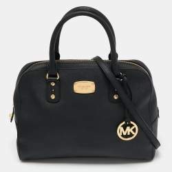 Pre Owned MICHAEL Michael Kors Black Leather Large Dome Satchel