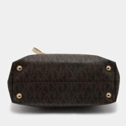 Pre Owned MICHAEL Michael Kors Brown/Beige Signature Coated Canvas Multifunction Tote