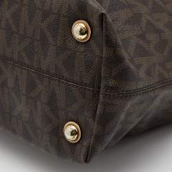 Pre Owned MICHAEL Michael Kors Brown/Beige Signature Coated Canvas Multifunction Tote