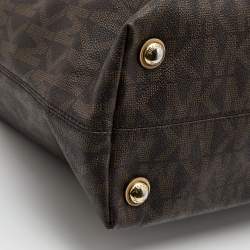 Pre Owned MICHAEL Michael Kors Brown/Beige Signature Coated Canvas Multifunction Tote