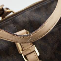 Pre Owned MICHAEL Michael Kors Brown/Beige Signature Coated Canvas Multifunction Tote