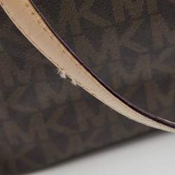 Pre Owned MICHAEL Michael Kors Brown/Beige Signature Coated Canvas Multifunction Tote