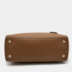 Pre Owned Michael Kors Brown Saffiano Leather Large Jet Set Travel Tote