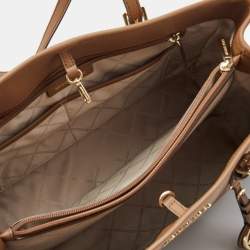 Pre Owned Michael Kors Brown Saffiano Leather Large Jet Set Travel Tote