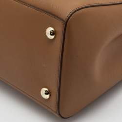 Pre Owned Michael Kors Brown Saffiano Leather Large Jet Set Travel Tote