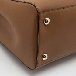 Pre Owned Michael Kors Brown Saffiano Leather Large Jet Set Travel Tote