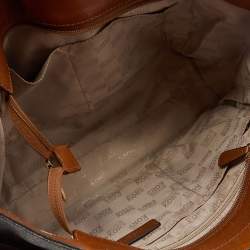 Pre Owned MICHALE Michael Kors Brown Signature Coated Canvas Jet Set Travel Chain Tote