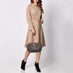 Pre Owned MICHALE Michael Kors Brown Signature Coated Canvas Jet Set Travel Chain Tote