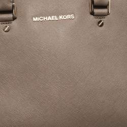 Pre Owned MICHAEL Michael Kors Dark Beige Saffiano Leather Medium Selma Tote