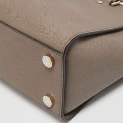 Pre Owned MICHAEL Michael Kors Dark Beige Saffiano Leather Medium Selma Tote