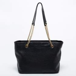 Pre Owned MICHAEL Michael Kors Black Leather Jet Set Chain Tote 