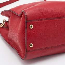 Pre Owned MICHAEL Michael Kors Red Leather Hamilton Plaque Tote