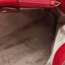 Pre Owned MICHAEL Michael Kors Red Leather Hamilton Plaque Tote