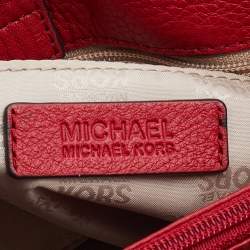 Pre Owned MICHAEL Michael Kors Red Leather Hamilton Plaque Tote