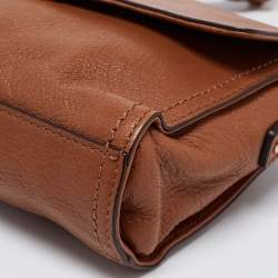 Pre Owned MICHAEL Michael Kors Brown Leather East West Hamilton Flap Crossbody Bag