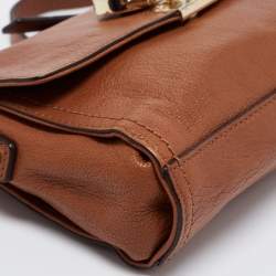 Pre Owned MICHAEL Michael Kors Brown Leather East West Hamilton Flap Crossbody Bag