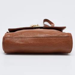 Pre Owned MICHAEL Michael Kors Brown Leather East West Hamilton Flap Crossbody Bag