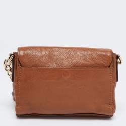 Pre Owned MICHAEL Michael Kors Brown Leather East West Hamilton Flap Crossbody Bag