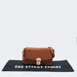 Pre Owned MICHAEL Michael Kors Brown Leather East West Hamilton Flap Crossbody Bag