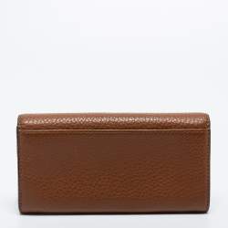 Pre Owned MICHAEL Michael Kors Brown Leather Fulton Flap Continental Wallet