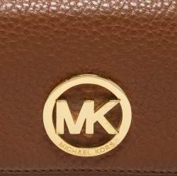 Pre Owned MICHAEL Michael Kors Brown Leather Fulton Flap Continental Wallet