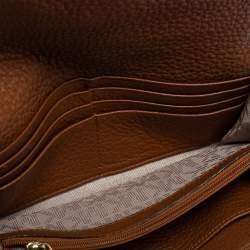Pre Owned MICHAEL Michael Kors Brown Leather Fulton Flap Continental Wallet
