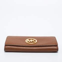 Pre Owned MICHAEL Michael Kors Brown Leather Fulton Flap Continental Wallet