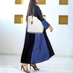 مملوكة مسبقًا MICHAEL Michael Kors White/Tan Signature Coated Canvas and Leather Hayley Tote