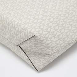 مملوكة مسبقًا MICHAEL Michael Kors White/Tan Signature Coated Canvas and Leather Hayley Tote