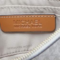 مملوكة مسبقًا MICHAEL Michael Kors White/Tan Signature Coated Canvas and Leather Hayley Tote