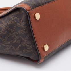 Pre Owned MICHAEL Michael Kors Brown Signature Coated Canvas and Leather Large Selma Tote