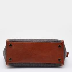 Pre Owned MICHAEL Michael Kors Brown Signature Coated Canvas and Leather Large Selma Tote