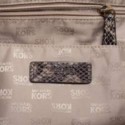Pre Owned MICHAEL Michael Kors Black/Grey Python Embossed Leather and Suede Tote