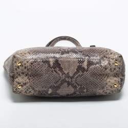 Pre Owned MICHAEL Michael Kors Black/Grey Python Embossed Leather and Suede Tote