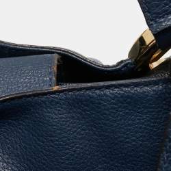 Pre Owned MICHAEL Michael Kors Navy Blue Leather Fulton East West Tote