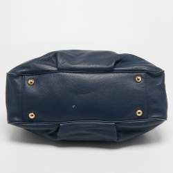 Pre Owned MICHAEL Michael Kors Navy Blue Leather Fulton East West Tote