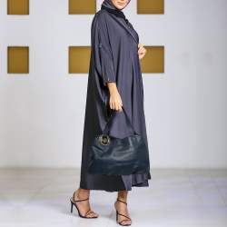 Pre Owned MICHAEL Michael Kors Navy Blue Leather Fulton East West Tote