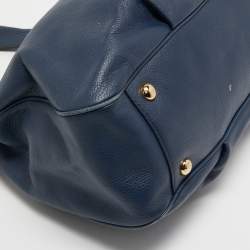 Pre Owned MICHAEL Michael Kors Navy Blue Leather Fulton East West Tote