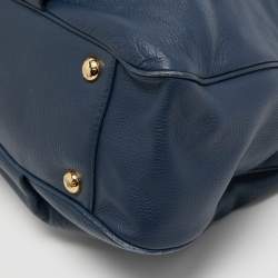 Pre Owned MICHAEL Michael Kors Navy Blue Leather Fulton East West Tote