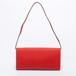 Pre Owned MICHAEL Michael Kors Red Leather Tilda Clutch Bag