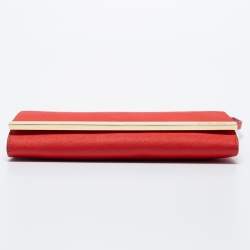 Pre Owned MICHAEL Michael Kors Red Leather Tilda Clutch Bag