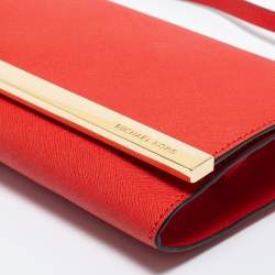 Pre Owned MICHAEL Michael Kors Red Leather Tilda Clutch Bag