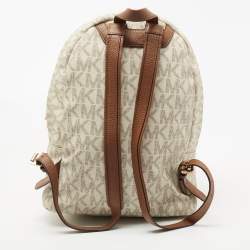 MICHAEL Michael Kors Brown/Cream Signature Coated Canvas and Leather Studded Backpack